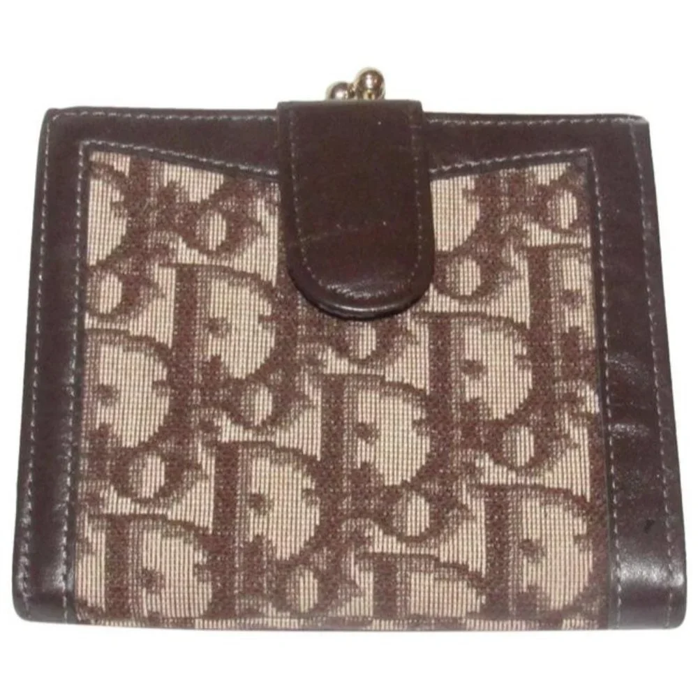Christian Dior Brown Trotter Print Vintage Wallet and Coin Purse